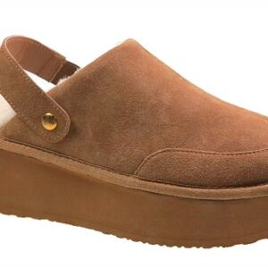 Women's Tan Suede Platform Clogs